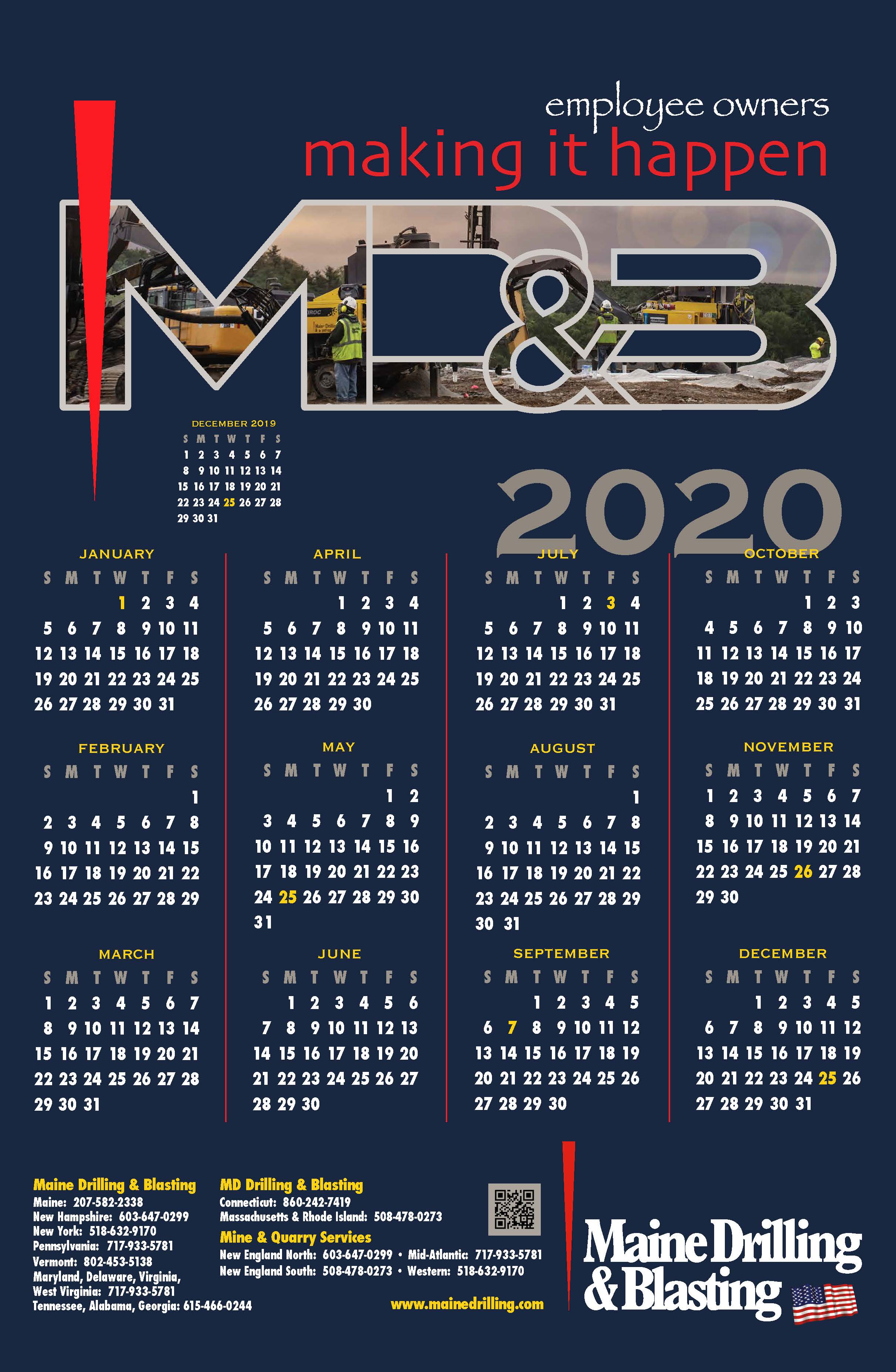 2020 Maine Drilling and Blasting Calendar