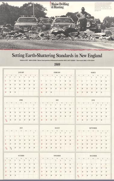 1989 Maine Drilling and Blasting Calendar