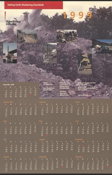 1999 Maine Drilling and Blasting Calendar