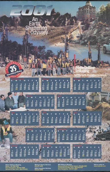 2001 Maine Drilling and Blasting Calendar