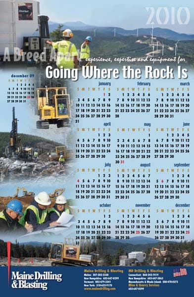 2010 Maine Drilling and Blasting Calendar