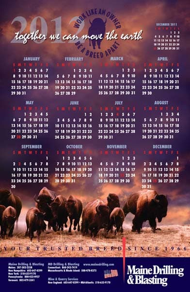 2012 Maine Drilling and Blasting Calendar