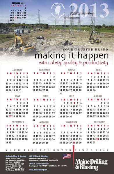 2013 Maine Drilling and Blasting Calendar