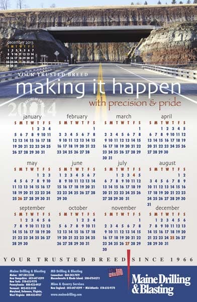 2014 Maine Drilling and Blasting Calendar
