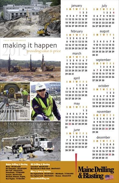 2015 Maine Drilling and Blasting Calendar