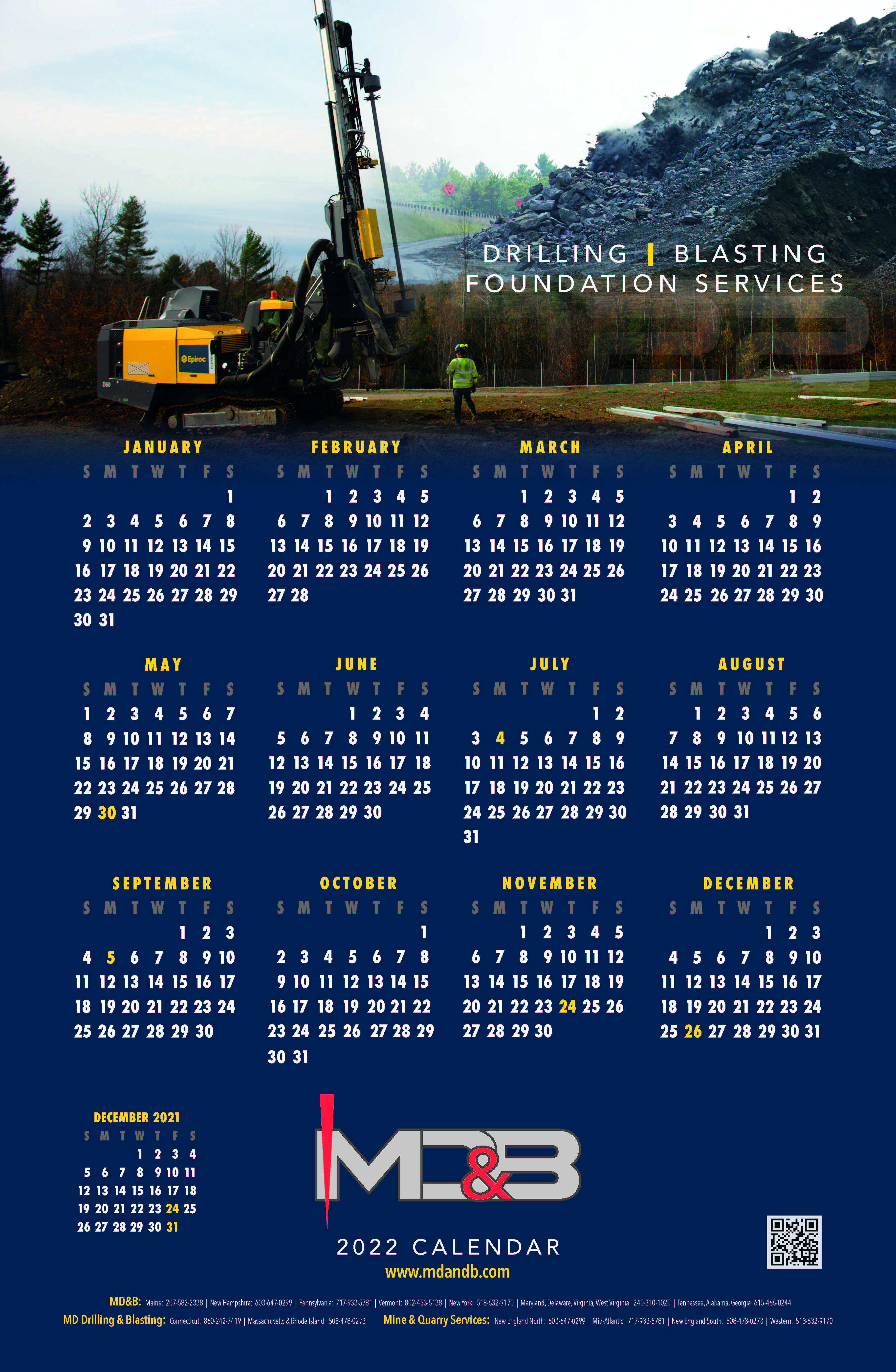 2022 Maine Drilling and Blasting Calendar